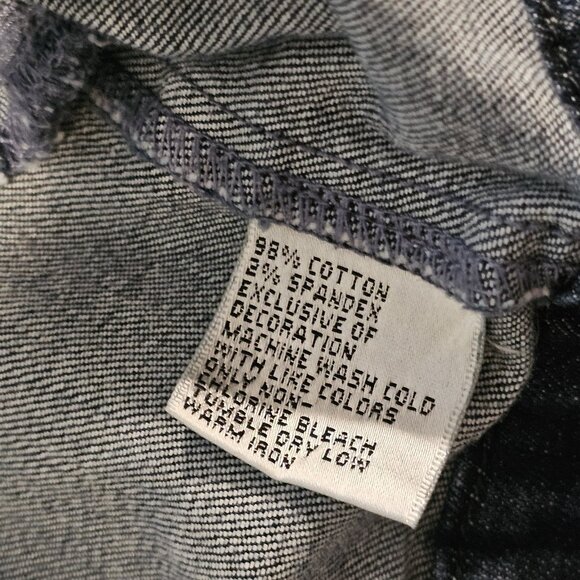 Y2K Womens Blue Jean‎ Cropped Bolero Jean Jacket Sz 8 Stretch Open Front Retro - Picture 8 of 9